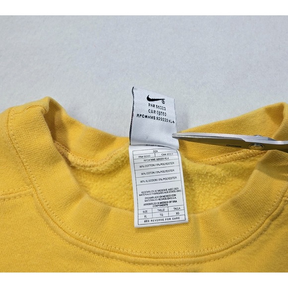 Vintage 90s Nike Swoosh Sweatshirt White Tag Yellow on Yellow Crewneck Mens XL - Picture 8 of 9